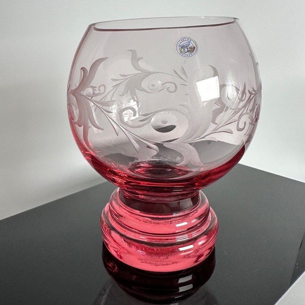 Kristall Schlenz Rattenberg Austria Glass Ruby Cut Crystal Brandy Snifter Cognac